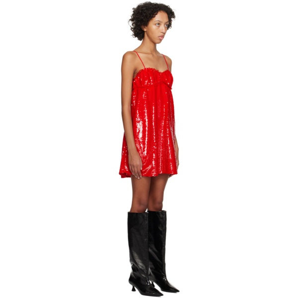  가니 GANNI Red Sequin Mini Dress 241144F052001
