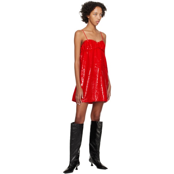  가니 GANNI Red Sequin Mini Dress 241144F052001