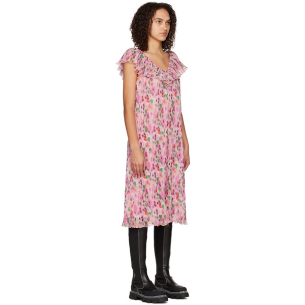  가니 GANNI Pink Floral Midi Dress 231144F054007