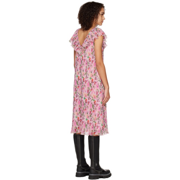  가니 GANNI Pink Floral Midi Dress 231144F054007