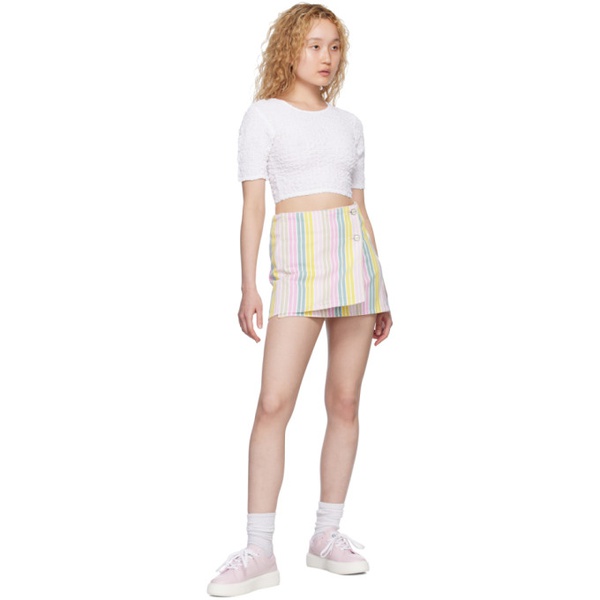 가니 GANNI Multicolor Stripe Denim Miniskirt 231144F090015