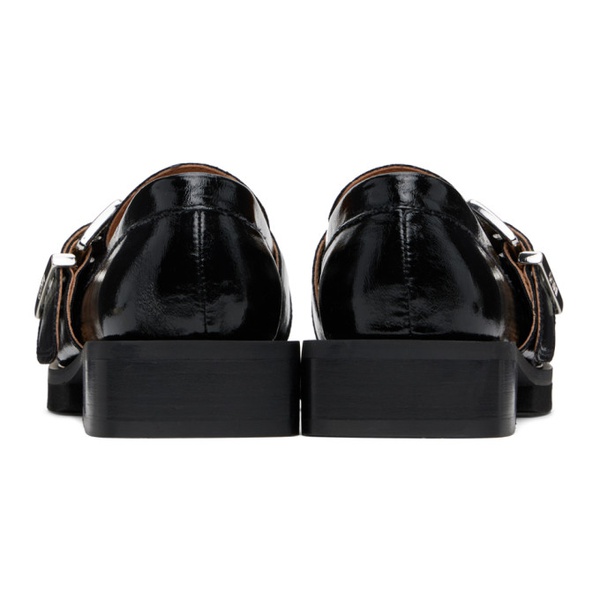  가니 GANNI Black Feminine Buckle Loafers 241144F121009