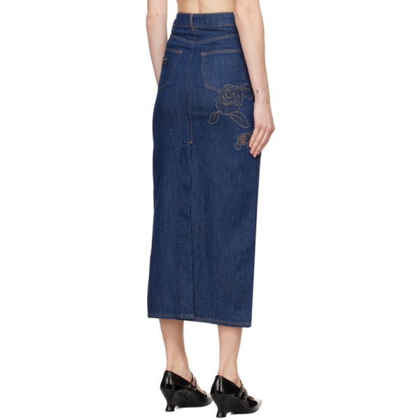  가니 GANNI Blue Rose Denim Maxi Skirt 241144F093015