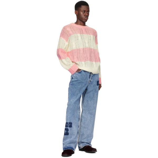  가니 GANNI Pink & White Striped Sweater 241144M201013