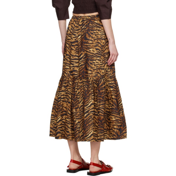  가니 GANNI Brown Flounce Maxi Skirt 241144F093012