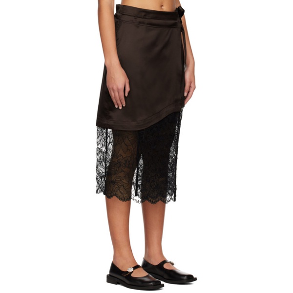  가니 GANNI Brown Paneled Midi Skirt 231144F092001