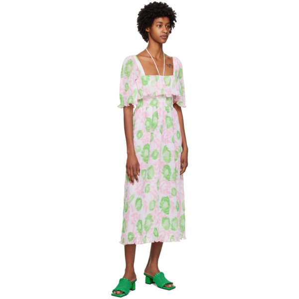  가니 GANNI Pink & Green Smock Midi Dress 231144F054039