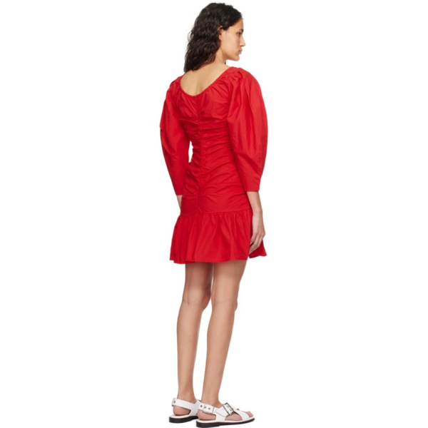  가니 GANNI Red Gathered Minidress 242144F052002