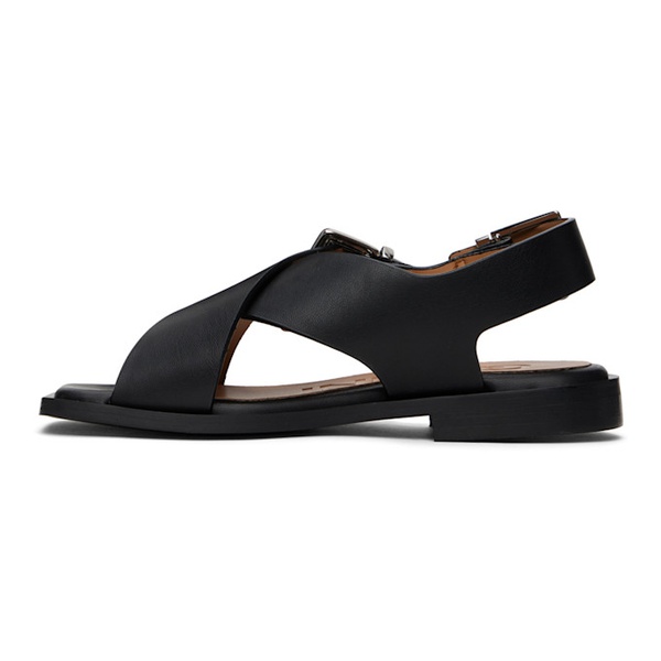  가니 GANNI Black Feminine Buckle Cross Strap Sandals 241144F124012