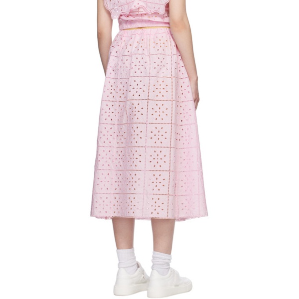 가니 GANNI Pink Elasticized Midi Skirt 231144F092014
