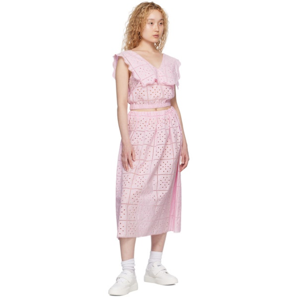  가니 GANNI Pink Elasticized Midi Skirt 231144F092014