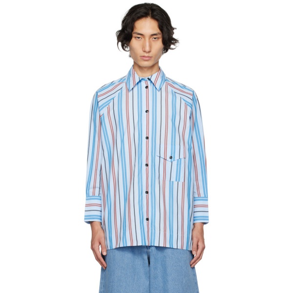  가니 GANNI Blue Striped Shirt 232144M192002