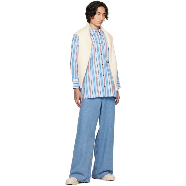  가니 GANNI Blue Striped Shirt 232144M192002