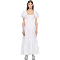 가니 GANNI White Smocked Maxi Dress 232144F055013