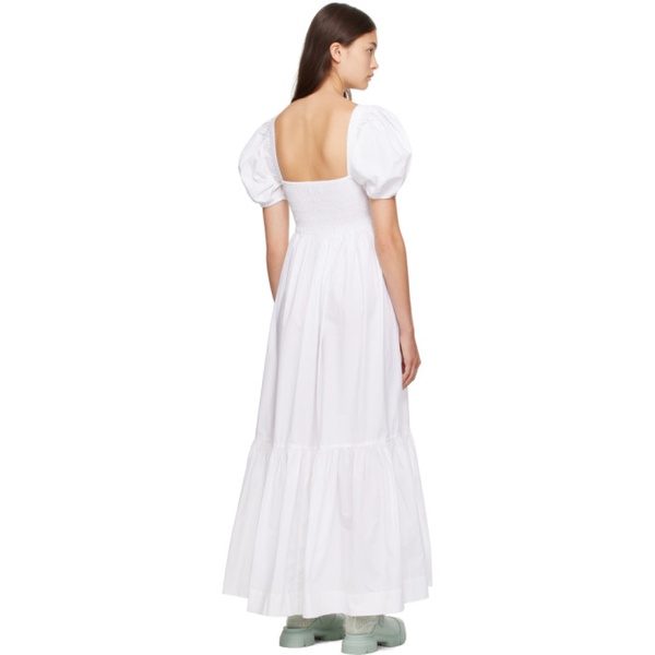  가니 GANNI White Smocked Maxi Dress 232144F055013