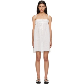 가니 GANNI White Drawstring Midi Dress 231144F054027