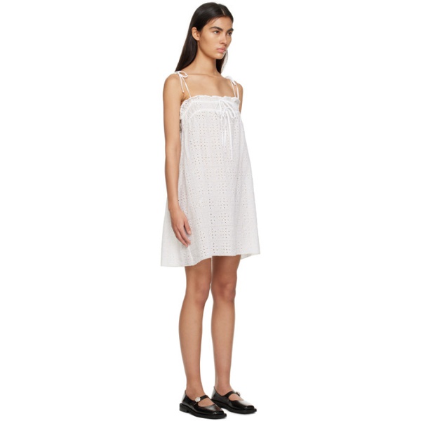  가니 GANNI White Drawstring Midi Dress 231144F054027