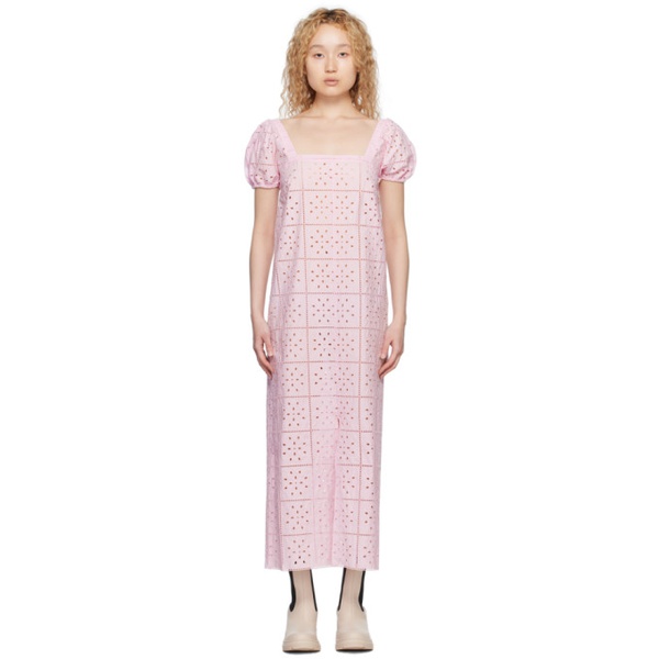  가니 GANNI Pink Vented Midi dress 231144F054036