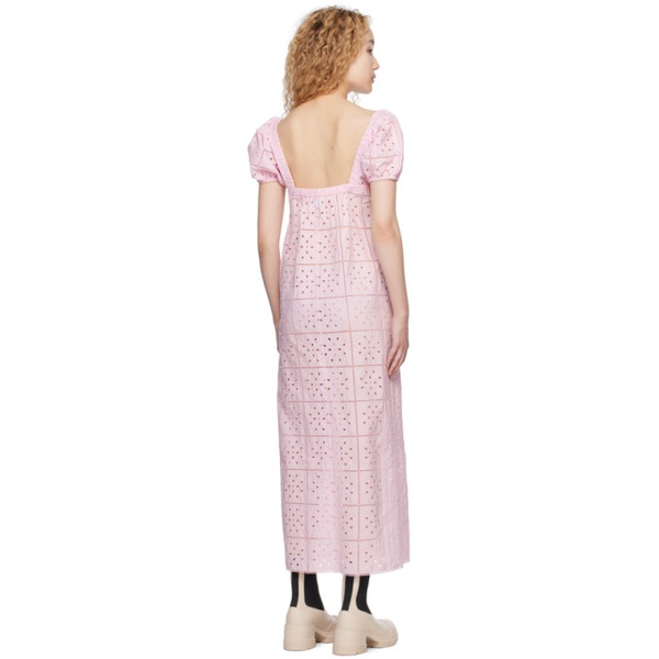  가니 GANNI Pink Vented Midi dress 231144F054036