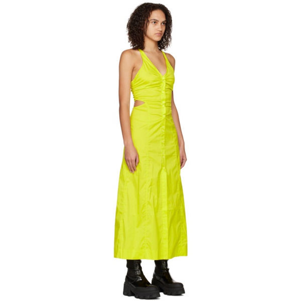  가니 GANNI Yellow Criss-Cross Maxi Dress 231144F055001