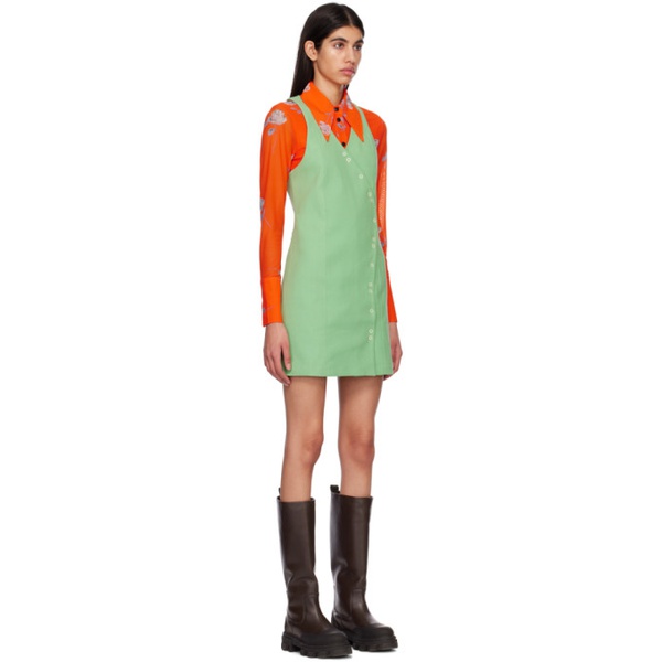  가니 GANNI Green Suiting Minidress 231144F052003