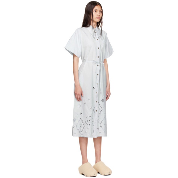  가니 GANNI Blue Organic Cotton Midi Dress 222144F054000