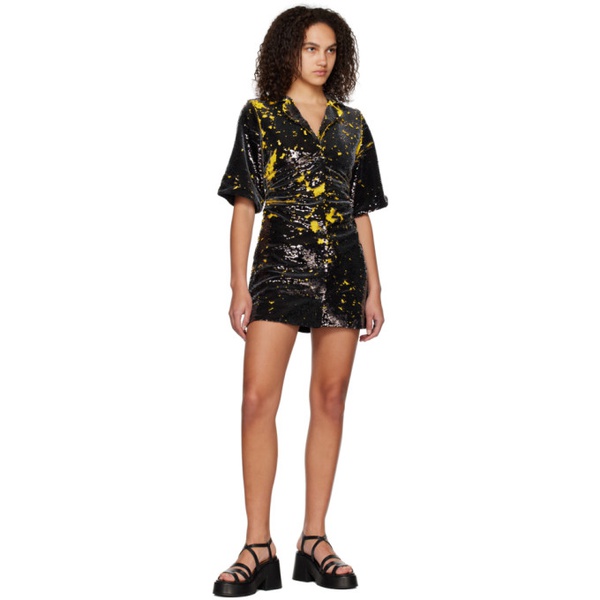  가니 GANNI Black Sequins Minidress 231144F052008