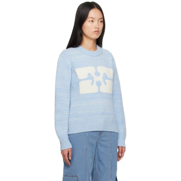  가니 GANNI Blue Jacquard Sweater 232144F096004