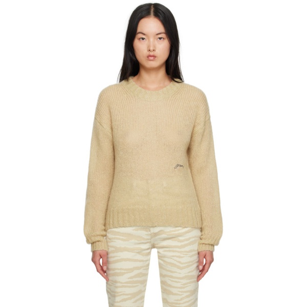  가니 GANNI Beige Embroidered Sweater 232144F096007