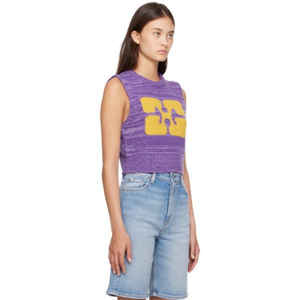  가니 GANNI Purple Cropped Vest 232144F096001