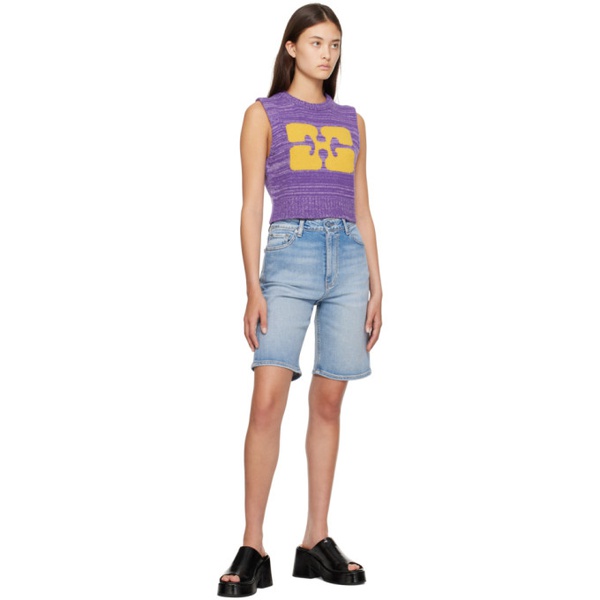  가니 GANNI Purple Cropped Vest 232144F096001