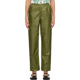 가니 GANNI Khaki Elasticized Trousers 231144F087022