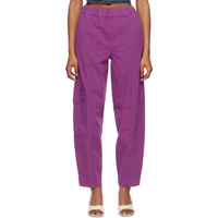 가니 GANNI Purple Elasticized Curve Trousers 232144F087002