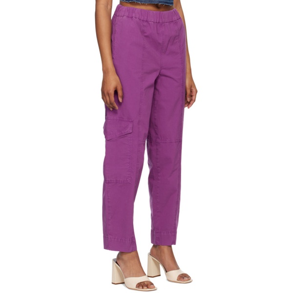  가니 GANNI Purple Elasticized Curve Trousers 232144F087002