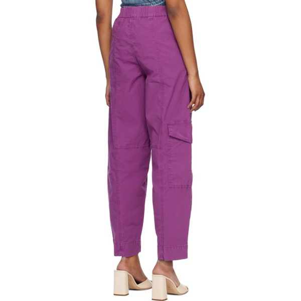  가니 GANNI Purple Elasticized Curve Trousers 232144F087002