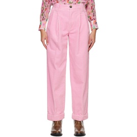 가니 GANNI Pink Pleated Trousers 231144F087000