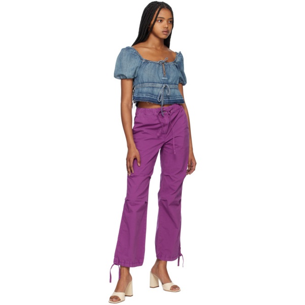  가니 GANNI Purple Drawstring Trousers 232144F087001