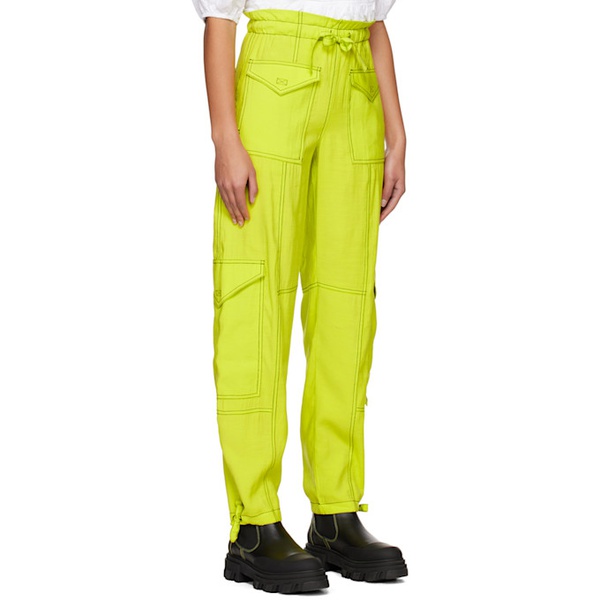  가니 GANNI Yellow Light Slub Trousers 231144F087003