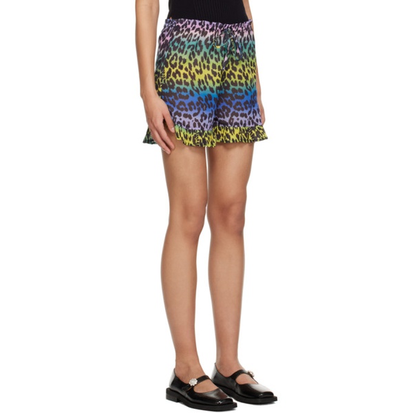  가니 GANNI Multicolor Leopard Shorts 231144F088014