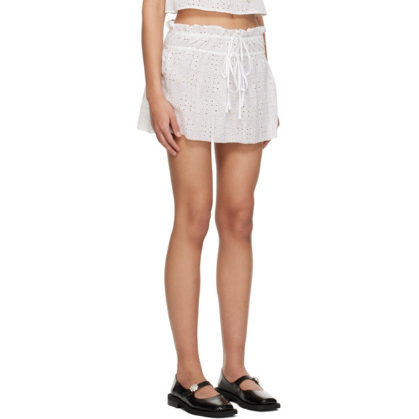  가니 GANNI White Drawstring Miniskirt 231144F090010