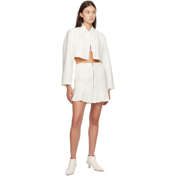  가니 GANNI 오프화이트 Off-White Slub Miniskirt 232144F090001