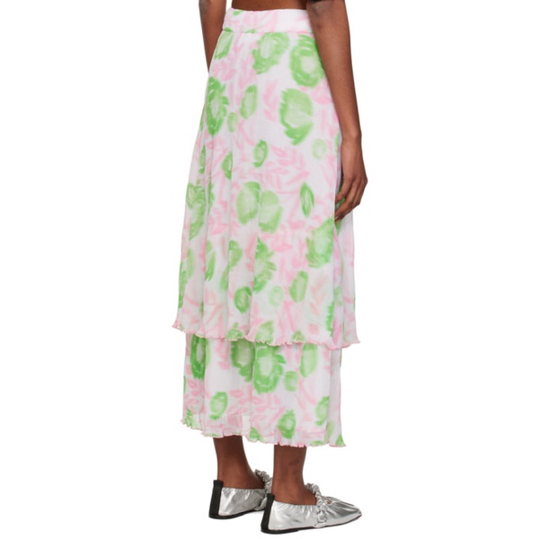  가니 GANNI Pink & Green Layered Midi Skirt 231144F092015