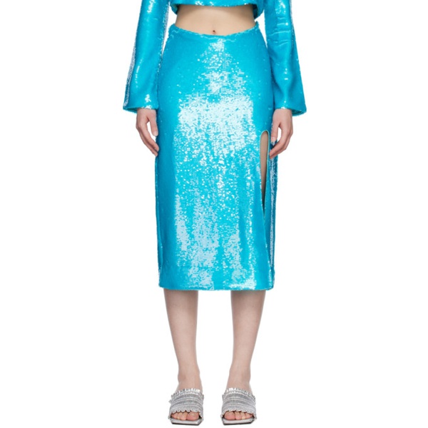  가니 GANNI Blue Sequins Midi Skirt 231144F092012