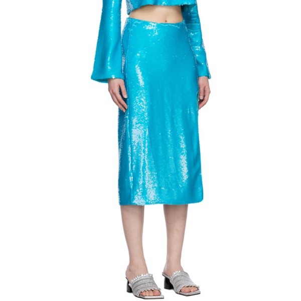  가니 GANNI Blue Sequins Midi Skirt 231144F092012
