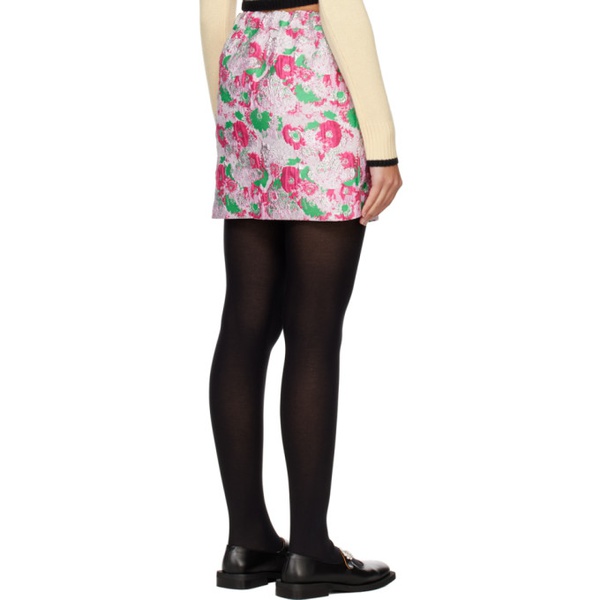  가니 GANNI Silver & Pink Floral Miniskirt 231144F090000