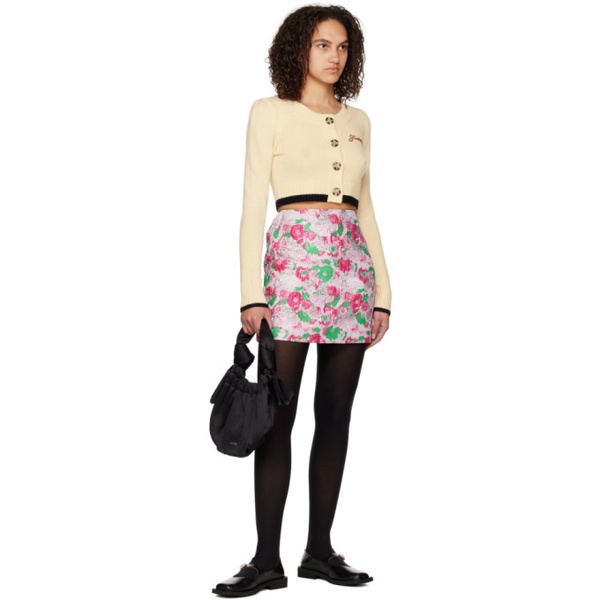 가니 GANNI Silver & Pink Floral Miniskirt 231144F090000