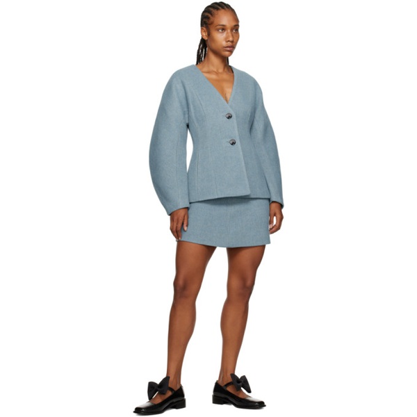  가니 GANNI Blue Suiting Miniskirt 232144F052035