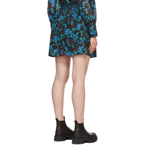  가니 GANNI Black Crepe Floral Miniskirt 221144F090007