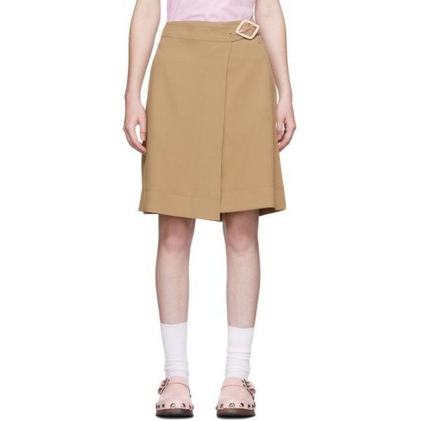  가니 GANNI Beige Drapey Twill Miniskirt 222144F090004