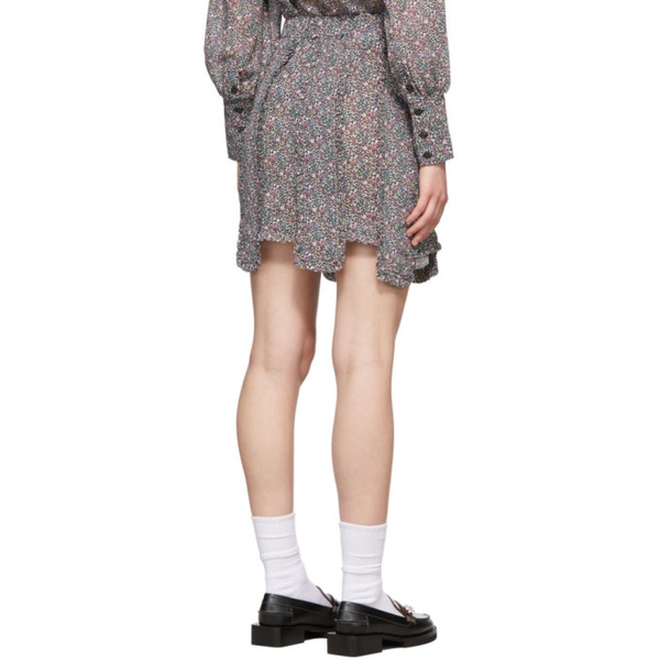  가니 GANNI Multicolor Floral Crepe Mini Skirt 221144F090001